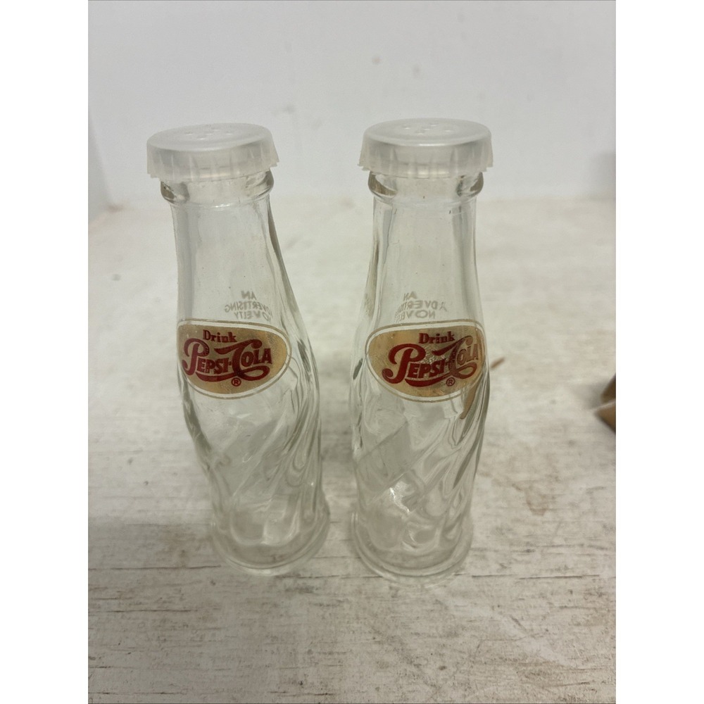 Vintage Miniature Pepsi Cola Advertising Bottles Set Of 2 - 4.3/8" Tall Nib